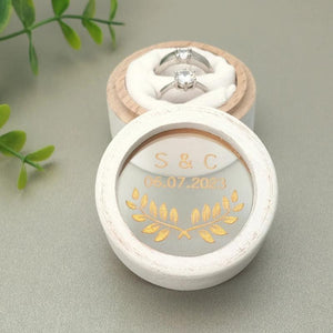 Personalised Wedding Ring Bearer Box Rustic Jewelry Holder