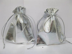 50Pcs Gold/Silver Drawstring Pouches Jewelry Gift Bags 9X7cm Wedding Bag