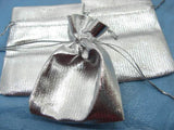 50Pcs Gold/Silver Drawstring Pouches Jewelry Gift Bags 9X7cm Wedding Bag