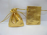 50Pcs Gold/Silver Drawstring Pouches Jewelry Gift Bags 9X7cm Wedding Bag