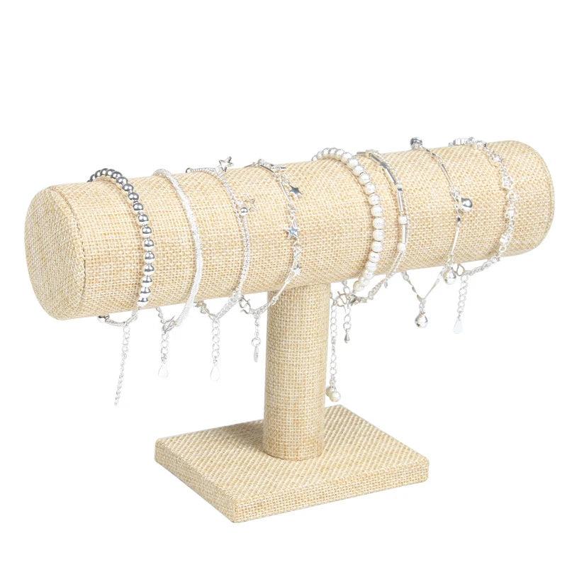 FANSHU Linen Bracelet Display Chain Watch T-Bar Rack Jewelry Display Organizer