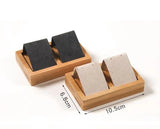 Wooden Beads Organizer Box Earring Holder Beige Velvet Wood Tray