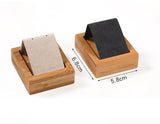 Wooden Beads Organizer Box Earring Holder Beige Velvet Wood Tray