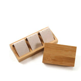 Wooden Beads Organizer Box Earring Holder Beige Velvet Wood Tray