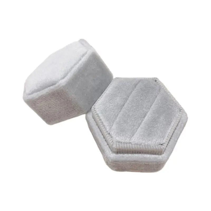 Velvet Double Ring Box Hexagon Display Holder