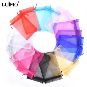 50pcs Organza Jewelry Packaging Bags Drawstring Wedding Party Decoration