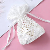 3pcs Hollow Lace Jewelry Bags Party Gift Drawstring Pouches