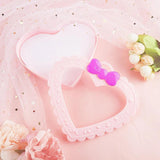 Heart Shaped Ring Box Pink Plastic Bowknot Jewelry Box