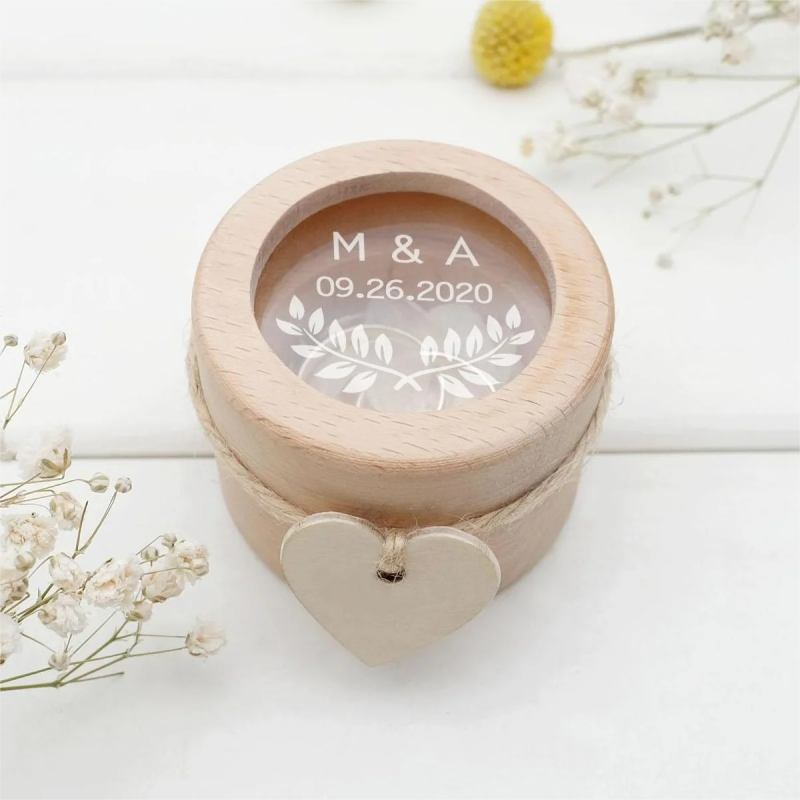 Engraved Wood Ring Bearer Box Wedding Rings Holder