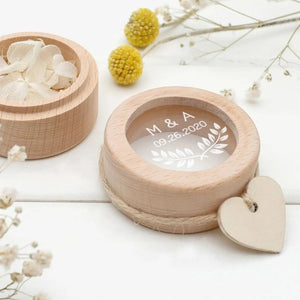 Engraved Wood Ring Bearer Box Wedding Rings Holder