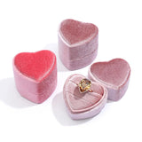 Heart Shaped Double Rings Box Jewelry Organizer Multicolor Flannel Wedding