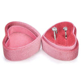Heart Shaped Double Rings Box Jewelry Organizer Multicolor Flannel Wedding