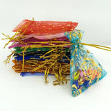 100pcs Adjustable Rose Pattern Organza Bag 7x9cm Drawstring Jewelry Packaging