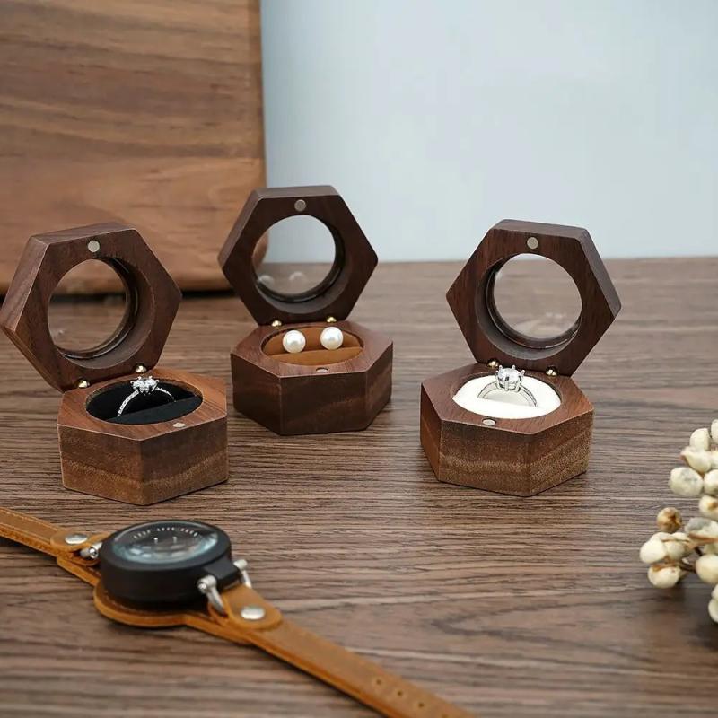 Wedding Wooden Case Lover Ring Display Box Ring Storage Box