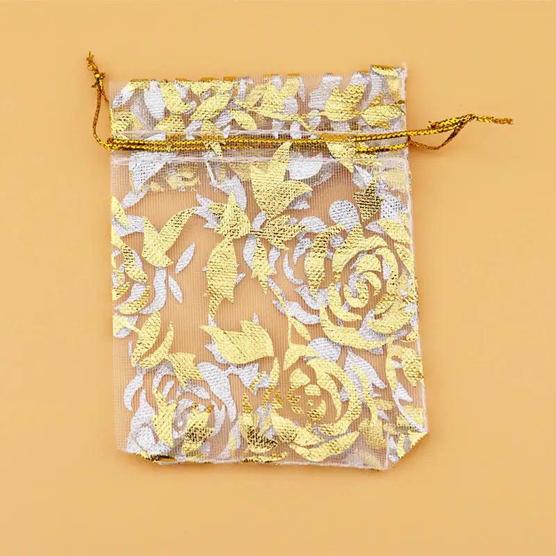 100Pcs Multicolors Organza Bag Rose Wedding Jewelry Packaging Bags