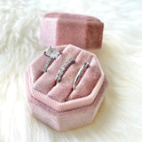 High-Quality Octagonal Velvet Jewelry Box with Lid Ring Storage