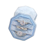 High-Quality Octagonal Velvet Jewelry Box with Lid Ring Storage