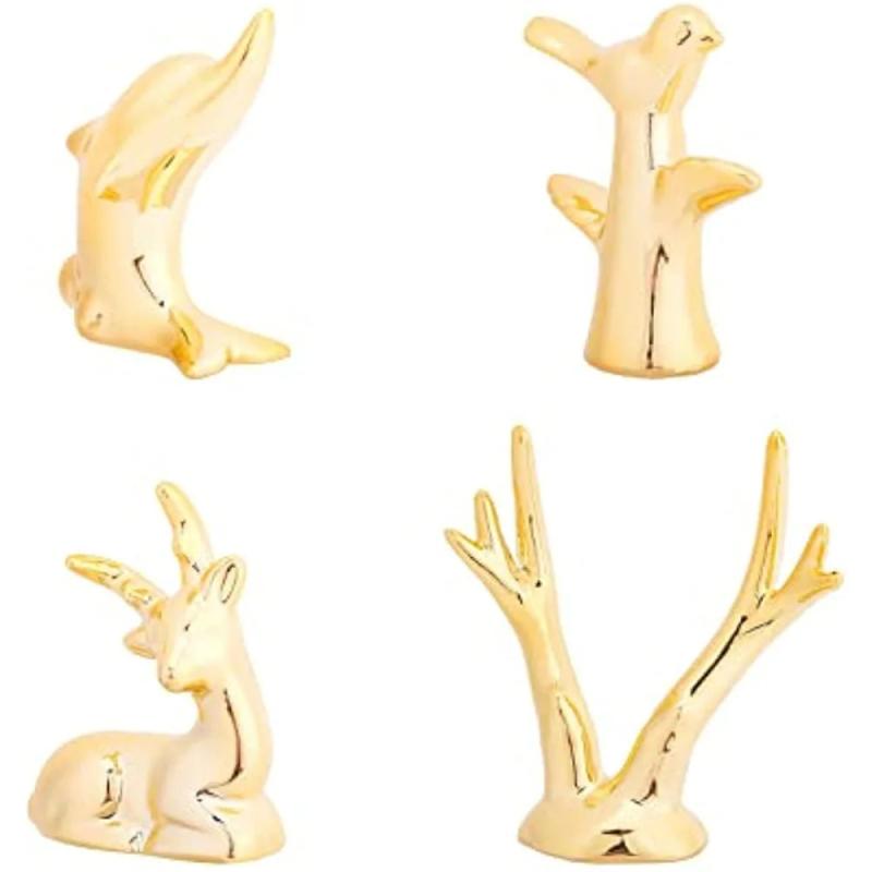 Porcelain Bird Antlers Reindeer Dolphin Ring Holder Decor