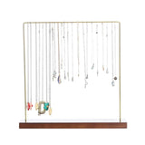 Metal Frame Necklace Holder Stand with Wood Base