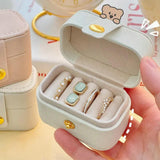 Mini Jewelry Organizer Travel Case Leather Earring Necklace Ring Holder Box