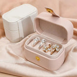 Mini Jewelry Organizer Travel Case Leather Earring Necklace Ring Holder Box