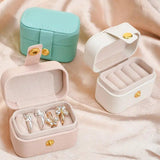 Mini Jewelry Organizer Travel Case Leather Earring Necklace Ring Holder Box