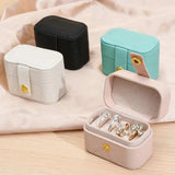 Mini Jewelry Organizer Travel Case Leather Earring Necklace Ring Holder Box
