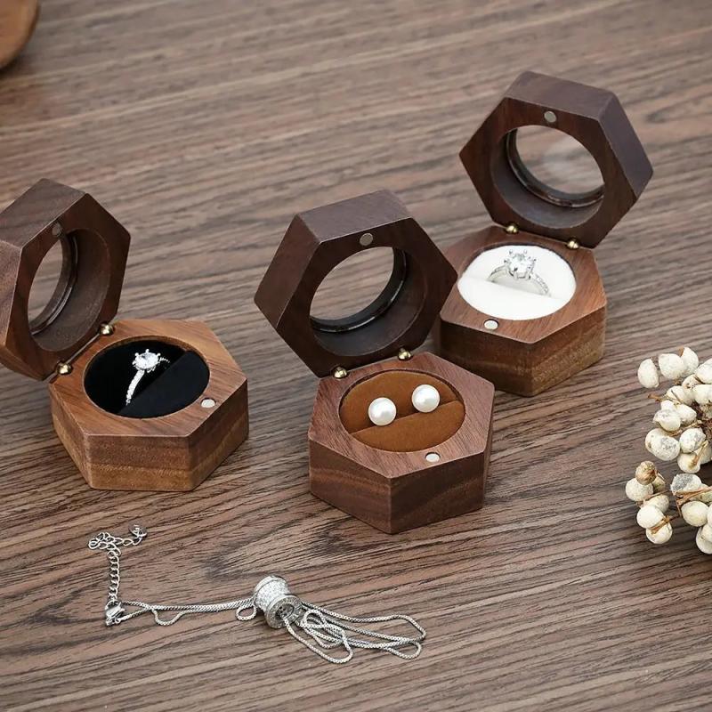 Engagement Wedding Ring Display Box Jewelry Storage Holder