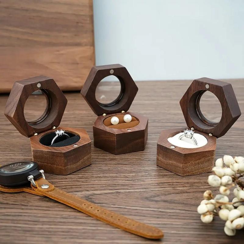 Wooden Engagement Ring Storage Box Jewelry Holder