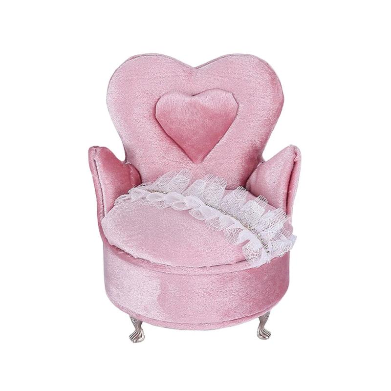 Heart Printed Jewelry Organizer Box, Chair Display Case