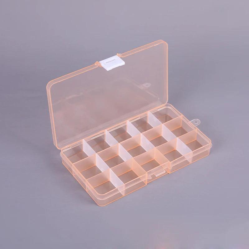 15-grid Portable Jewelry Organizer Box Clear Plastic Mini Storage