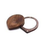 Walnut Wood Round Makeup Mirror Handheld Magnetic Suction Mirror