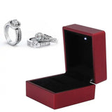 LED Light Square Ring Box Wedding Engagement Jewelry Earring Coin Box