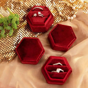 Hexagon Velvet Ring Box for Wedding Ceremony