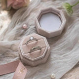 Hexagon Velvet Ring Box for Wedding Ceremony