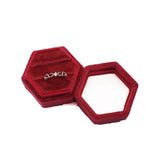 Hexagon Velvet Double Ring Box Wedding Ring Ceremony