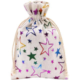 10pcs Colorful Star Burlap Gift Bags 5x7 Inch Drawstring Pouches