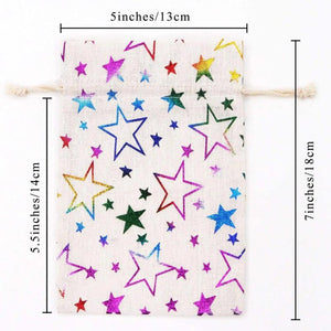 10pcs Colorful Star Burlap Gift Bags 5x7 Inch Drawstring Pouches
