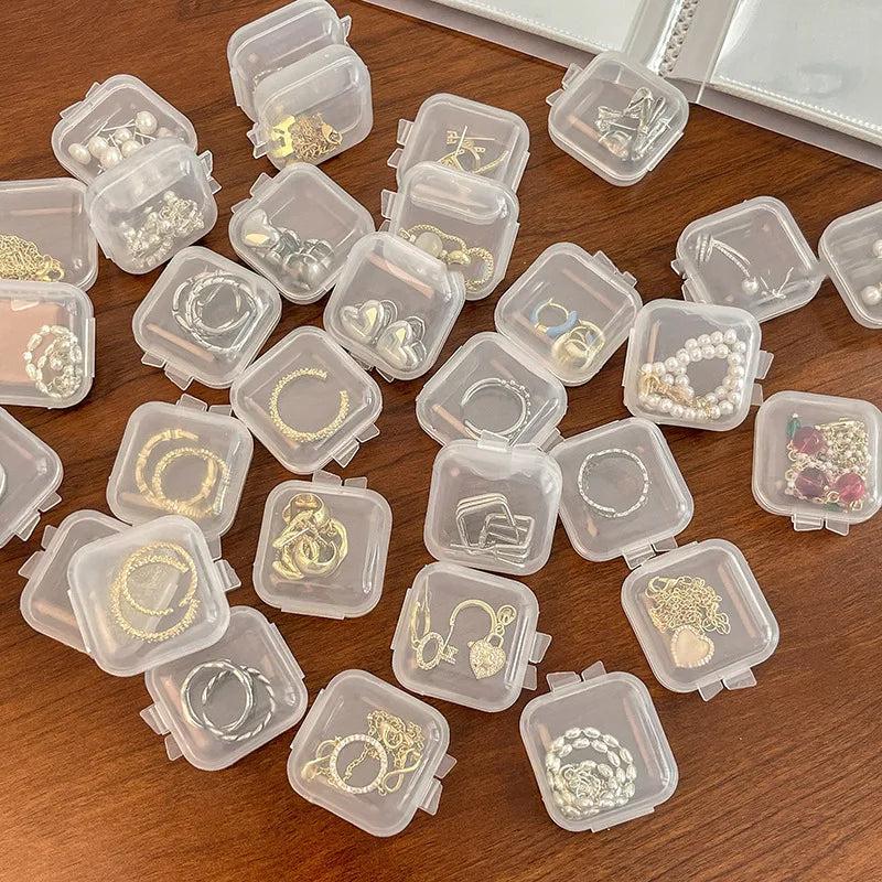 Mini Transparent Plastic Box Square Earplug Jewelry Earring Storage