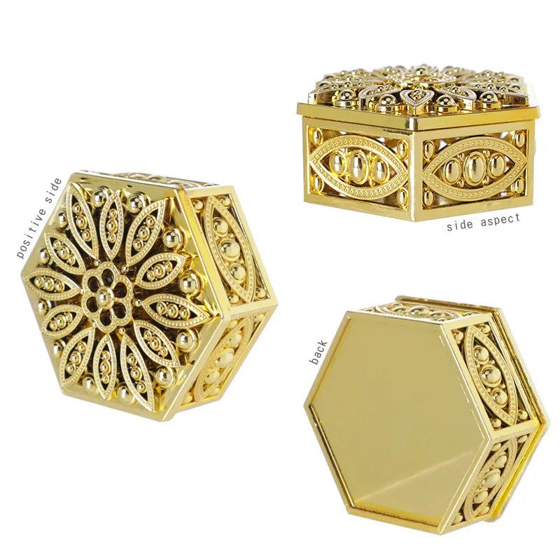 Hexagon Mini Gilt Silver Plastic Storage Box for Jewelry and Candy