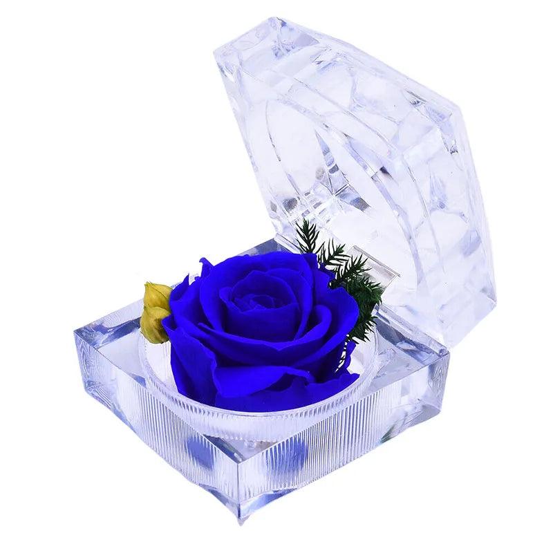 Eternal Real Flower Preserved Rose Anniversary Crystal Box