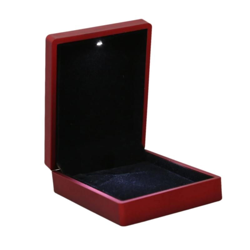 LED Necklace Box Red Jewelry Display Wedding Gift