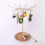 Iron Jewelry Display Stand with Round Base Tray for Earrings and Bangles
