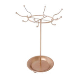 Iron Jewelry Display Stand with Round Base Tray for Earrings and Bangles