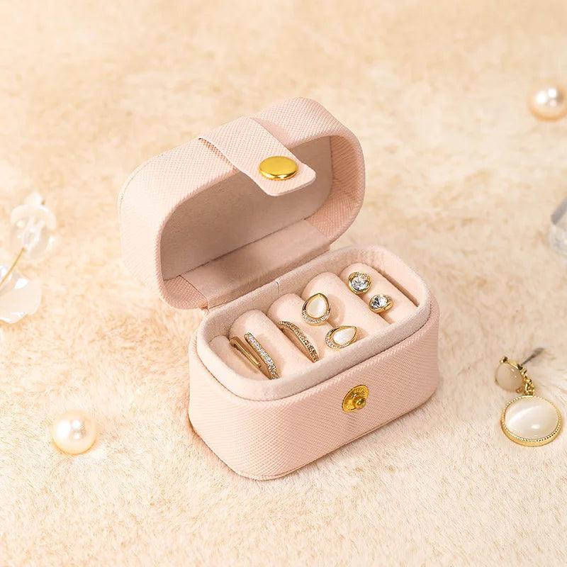 Mini Portable Jewelry Storage Bag Travel Leather Organizer Display