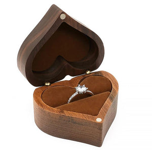 Heart Shape Wooden Engagement Ring Box