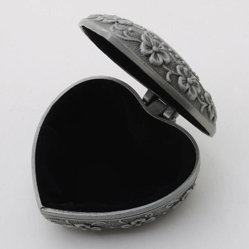 Heart Shape Silver Jewelry Box for Display and Storage