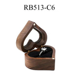 Heart Walnut Wooden Jewelry Box Ear Stud Earrings Ring Holder