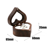 Heart Walnut Wooden Jewelry Box Ear Stud Earrings Ring Holder