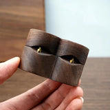 Heart Walnut Wooden Jewelry Box Ear Stud Earrings Ring Holder